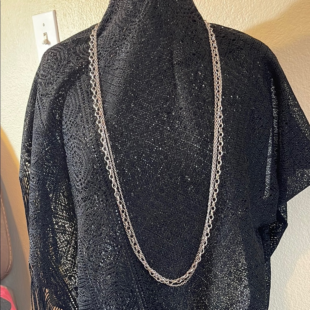 Vintage 22” Silver 3 layer Chain Necklace c16